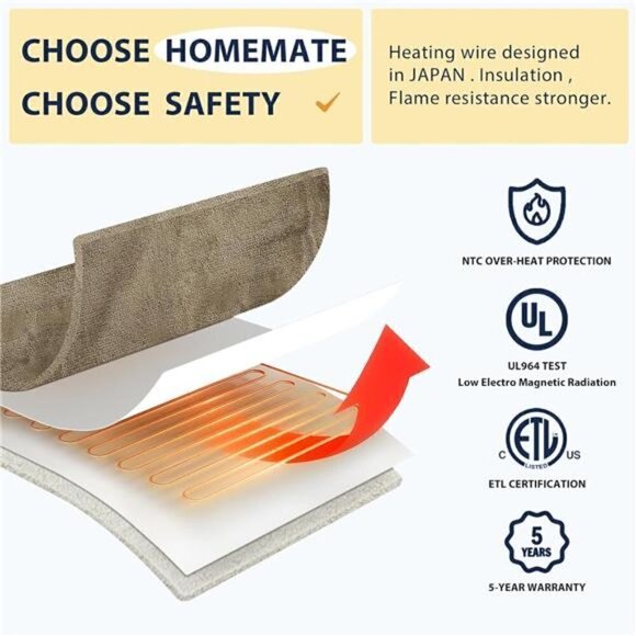 Heated Blanket Electric Throw - 84"x90" 1/2/4/6/8 Hours Auto-off 10 Heat Level - Picture 5 of 6